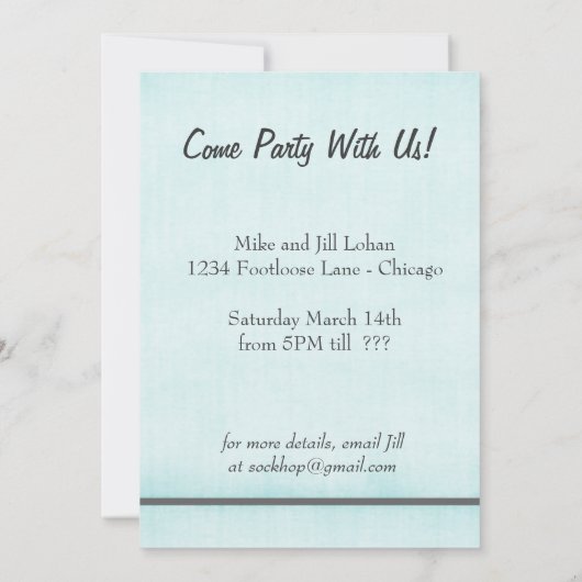 Sock Hop Open House Party Custom Retro Kaart (Achterkant)