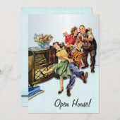 Sock Hop Open House Party Custom Retro Kaart (Voorkant / Achterkant)