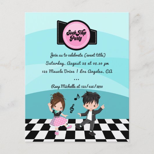 Sock Hop Party Flyer (Voorkant)