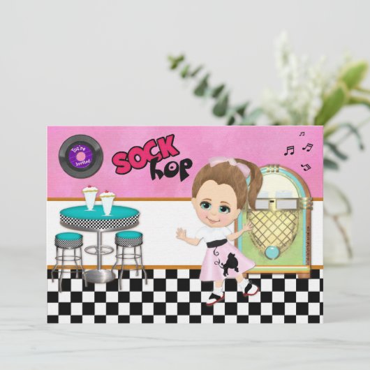 Sock Hop Party Kaart (Staand voorkant)