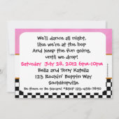 Sock Hop Party Kaart (Achterkant)