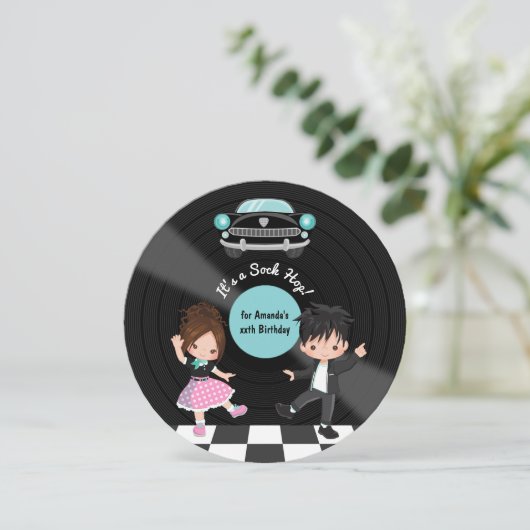 Sock Hop Party Kaart (Staand voorkant)