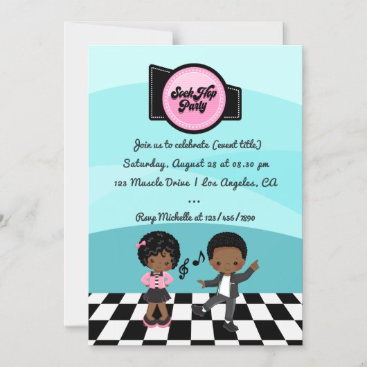 Sock Hop Party Magnetische Uitnodiging (Voorkant)