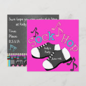 Sock Hop Party-uitnodigingen Kaart (Voorkant / Achterkant)