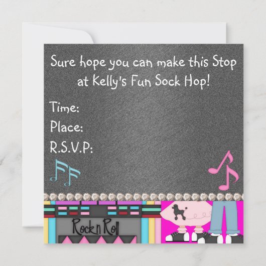 Sock Hop Party-uitnodigingen Kaart (Achterkant)
