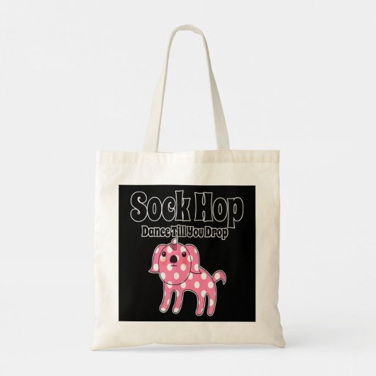Sock Hop Pink Polka Dot Dog uit 1950 Tote Bag (Achterkant)