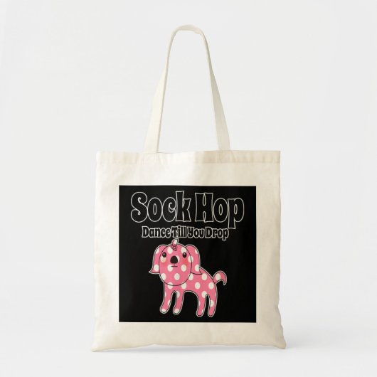 Sock Hop Pink Polka Dot Dog uit 1950 Tote Bag (Voorkant)