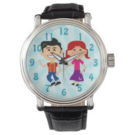 Sock Hoppin Fifties Kinder Fun Time Art Horloge