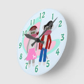 Sock Hoppin Sock Monkey Time Ronde Klok (Hoek)