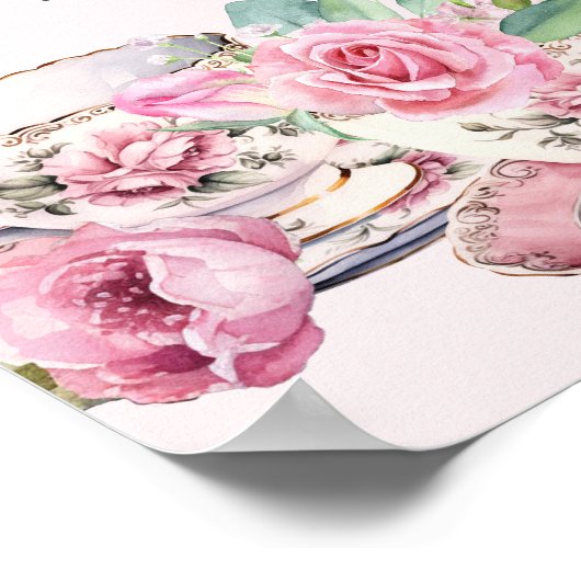 Sock Hunt Baby shower Spel  Thee Cups Roze Poster (Hoek)