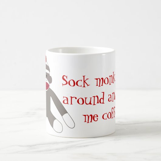 Sock Monkeing omringd Koffiemok (Center)