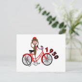 Sock Monkey % 1950's fietstekening—uniek Briefkaart (Staand voorkant)