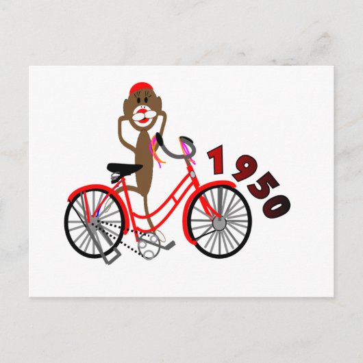 Sock Monkey % 1950's fietstekening—uniek Briefkaart (Voorkant)