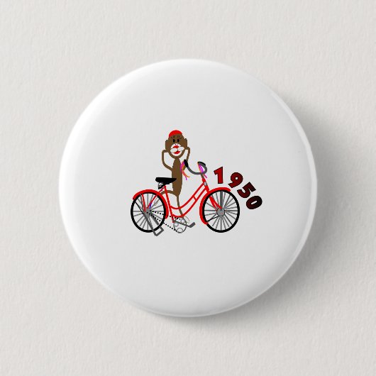 Sock Monkey % 1950's fietstekening—uniek Ronde Button 5,7 Cm (Voorkant)