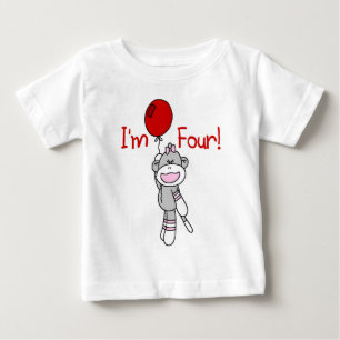 Sock Monkey 4e verjaardag Tshirts en geschenken