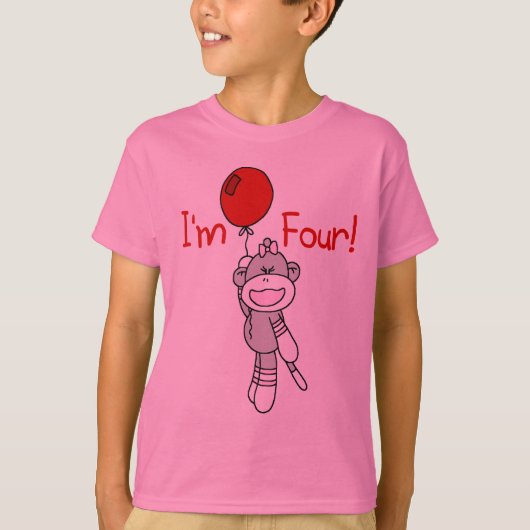 Sock Monkey 4e verjaardag Tshirts en geschenken (Voorkant)