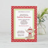Sock Monkey 5x7 Baby shower Invitation (rood) Kaart (Staand voorkant)