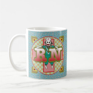 Sock Monkey aangepaste RN Verpleegkundige mok
