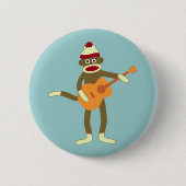 Sock Monkey Acoustic Guitar Button (Voorkant)