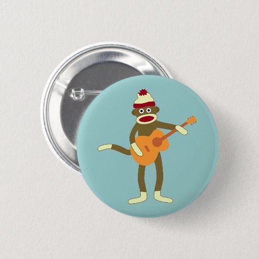 Sock Monkey Acoustic Guitar Button (Voorkant /achterkant)