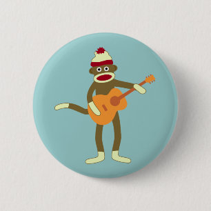 Sock Monkey Acoustic Guitar Button