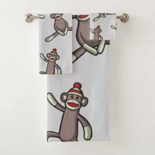 Sock Monkey-actie Bad Handdoek (Insitu)