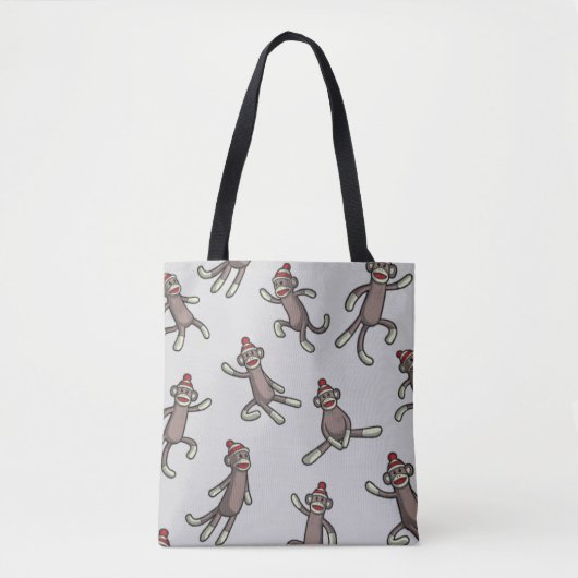 Sock Monkey-actie Tote Bag (Voorkant)