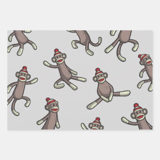 Sock Monkey Action Wrapping Paper (Voorkant 3)
