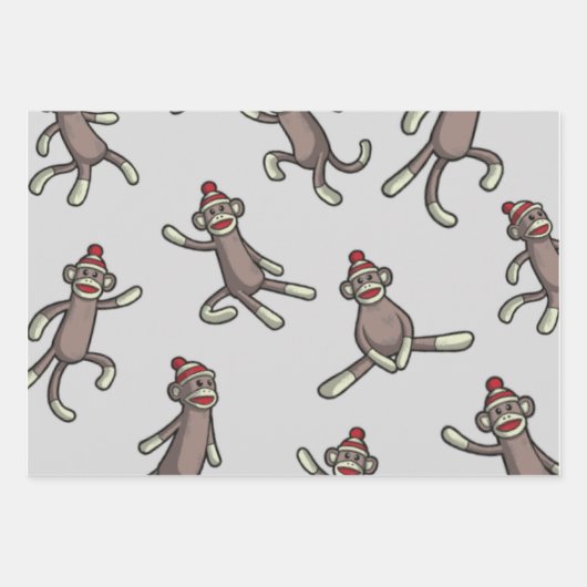 Sock Monkey Action Wrapping Paper (Voorkant)