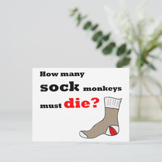 Sock Monkey Activist Briefkaart (Staand voorkant)