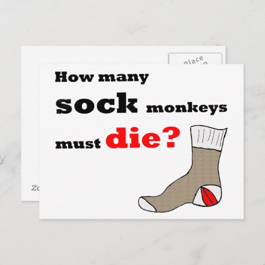 Sock Monkey Activist Briefkaart (Voorkant / Achterkant)