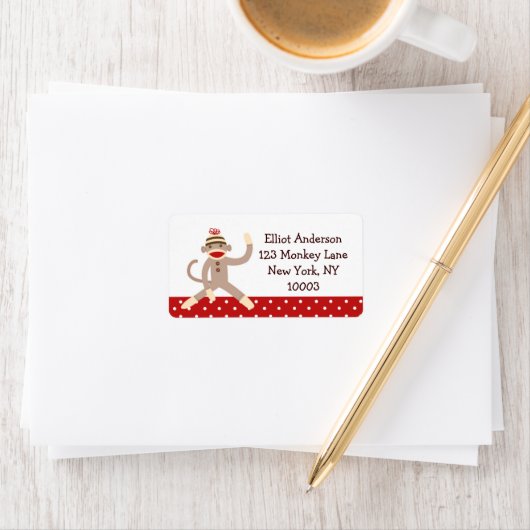 Sock Monkey Adresetiketten Etiket (Insitu)