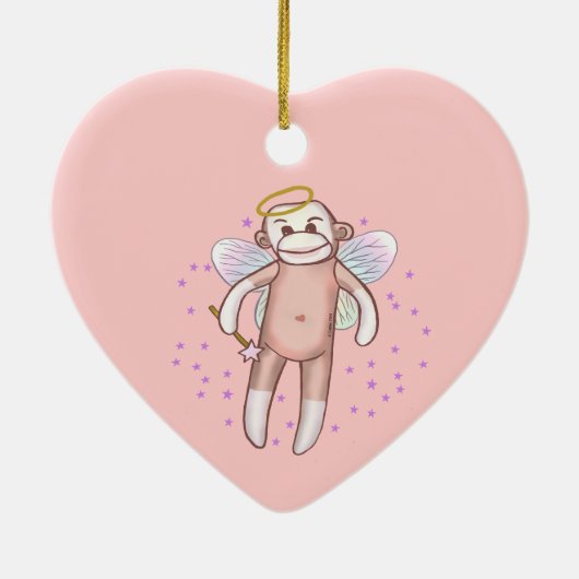 Sock Monkey Angel Ornament (Achterkant)
