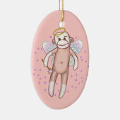 Sock Monkey Angel Oval Ornament (Rechts)