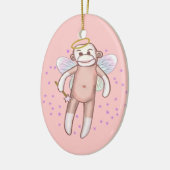 Sock Monkey Angel Oval Ornament (Links)