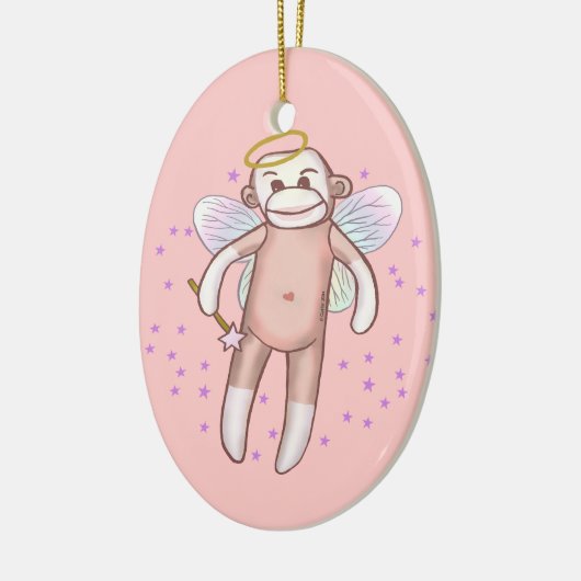 Sock Monkey Angel Oval Ornament (Links)