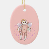 Sock Monkey Angel Oval Ornament (Achterkant)