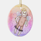 Sock Monkey Angel Oval Ornament (Rechts)