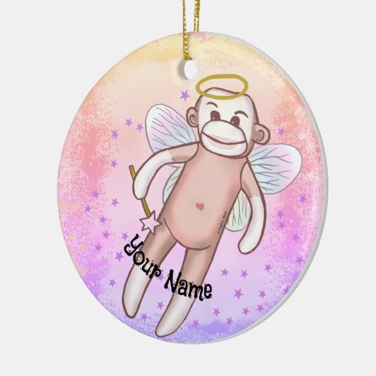 Sock Monkey Angel Oval Ornament (Links)