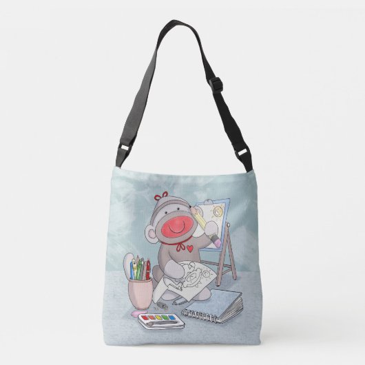 Sock Monkey Artist Crossbody Tas (Achterkant)