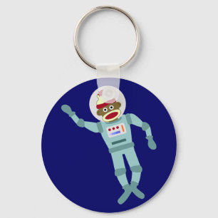 Sock Monkey Astronaut Sleutelhanger