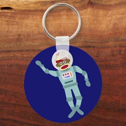 Sock Monkey Astronaut Sleutelhanger (Voorkant)