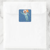 Sock Monkey Astronaut Vierkante Sticker (Tas)