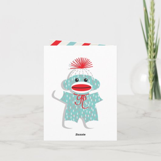 Sock Monkey Baby bedankkaart (Achterkant)