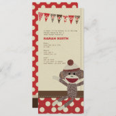 Sock Monkey Baby shower nodigt uit Kaart (Voorkant / Achterkant)