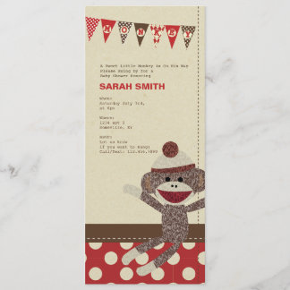 Sock Monkey Baby shower nodigt uit Kaart