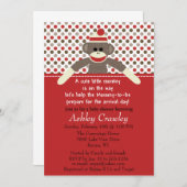 Sock Monkey Baby shower uitnodigen - aanpassen Kaart (Voorkant / Achterkant)
