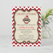 Sock Monkey Baby shower uitnodigen - aanpassen Kaart (Staand voorkant)