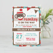 Sock Monkey Baby shower Uitnodiging (Staand voorkant)