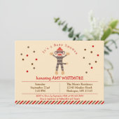 Sock Monkey Baby shower Uitnodiging (Staand voorkant)